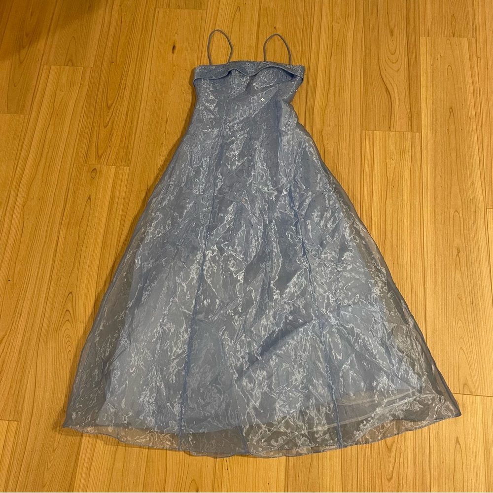 Delaru Blue Formal Gown with Beading - Size 7-8 - For Prom, Homecoming, Weddings